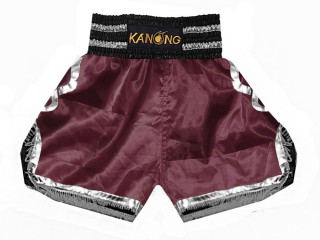 Shorts de Boxeo Kanong : KNBSH-201-Rojo marrón-Plata